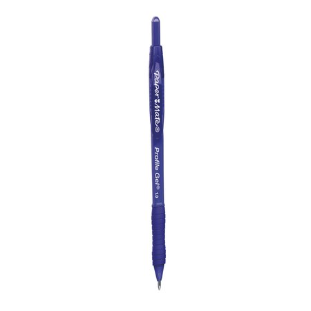 PAPER MATE Profile Gel Pen, Retractable, Bold 1 mm, Blue Ink, Translucent Blue Barrel, PK12 PK 2102161